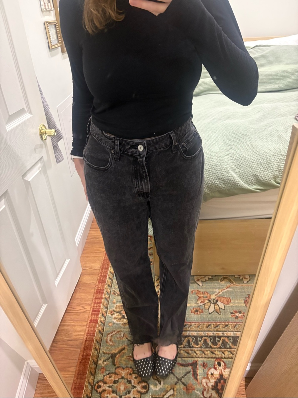 Abercrombie & Fitch Black Washed Straight-Leg Jeans